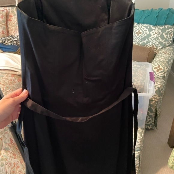 Strapless black dress with tie at waist- size 3/4 - Picture 2 of 6